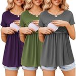 Ekouaer Womens Nursing Tops 3 Packs