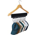 Binboov Hat Organizer Holder for Hanger & Room Closet, 1Pack 10 Large Stainless Steel Hat Storage Clips, for Hang Baseball Hats, Ball Caps, Winter Beanie & Accessories, Fits All Hangers (1PC Black)