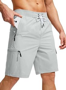 Kayrth Men's Swim Trunks Quick Dry Board Shorts with 5 Pockets Swimsuit Swimwear for Men - No Mesh Liner, Light Grey, 3X-Large