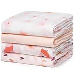 Momcozy Swaddle Blanket 47x47 Inches, Breathable Bamboo Muslin Blankets for Baby Boy & Girl, Soft Skin-Friendly, Unisex 4 Pack,Pink Flower, 1.39 pounds