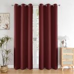 HOMEMONDE Room Darkening Blackout 7 Feet Opaque Curtain Solid Maroon Thermal Insulation Panels Set Of 2, 90% Light Blocking And Privacy - (Maroon - 84 Inches)