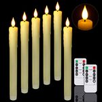 Flameless Candles with Timer Remote, PChero 9.5" Real Wax Dripless Battery Operated LED Taper Window Candlesticks with 3D Flickering Wick for Wedding Thanksgiving Christmas Fireplace Home Decor