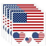 20 PCS USA Flag Tattoo,America US Banner Tattoos Decoration Decal, Rectangle Heart Waterproof Sticker for Party Parade