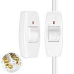 2Pcs Inline Light Switch Lamp Switch 6 Amp Copper Inline Switch Rocker Feed Through Table Desk for Small Appliance or Lamp Accepts 1-2 Core Round or Flat Wire White