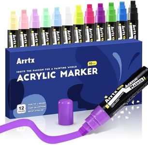 Arrtx 10mm Broad Tips Acrylic Paint Pens for Stone, Glass, Easter Egg, Wood and Fabric Painting-No Toxic,No Odor (12 Colors)