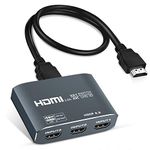 4K@60HZ HDMI Switch 3 in 1 out, Aluminum HDMI Switcher 4K with 1.2M HDMI Cable, 4K HDMI Switch Box Supports HDCP2.2, HDR10, 18Gbps, for Fire Stick, PS5/4, Game Consoles, Roku, PC