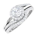 Certified Moissanite Bridal Ring Set for Women, D-VS1 Quality, Diamond Moissanite Wedding Ring Set (Ready To Gift), 18K White Gold, Size:US 12.25