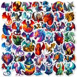 jixiejumo Wings of Funny Fire Stickers 50 Pcs, Cartoon Dragon Vinyl Decal, Waterproof Merch Sticker Pack Gift for Laptop, Water Bottle, Phone