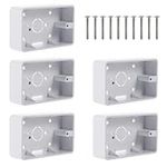 Baluue 5Pcs Surface Mount Backbox, White PVC Work Electrical Outlet Box Plastic Junction Box Surface Mount Work Electrical Outlet Box Depth Is 1.38 Inches