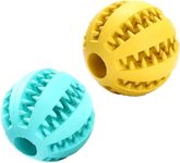 Interactive Dog Chew Ball Toy for Tooth Cleaning, Fetching, and IQ Treat Dispensing - Small (2 inch), Multi-Color