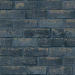 Debona Metallic Navy Blue Brick Wall 3D Effect Rustic Stone Feature Wallpaper 10m Roll 6756