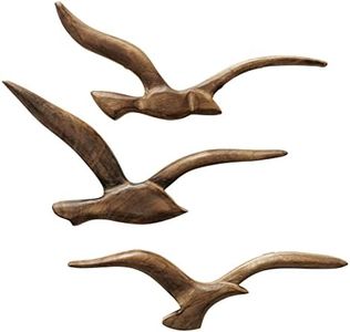 WHW Whole House Worlds Modernist Home Flying Birds Wall Sculptures, Set of 3, Hand Carved, Solid Wood, Over 1 Foot Wide, 14.5 and 13.5 Inches, Abstract Home Decor