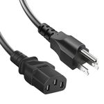 JSons Power Cord (1.5m/5ft, 1-Pack) 3 Prong (NEMA 5-15P to C13) 10A 125V 18AWG, Replacement Power Cord for Computer, TV Monitor Projector Printer Cooker and other compatible Home & Kitchen Appliances.