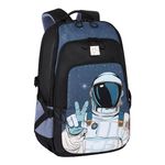 Gear Astronomer 19"/37L Large Water Resistant School Bag/College Bag/Casual Backpack/Daypack/Travel Backpack/Kids Bag for Boys/Girls (Black-Grey)