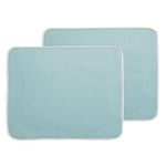 mDesign Set of 2 Drip Tray for Cups, Plates, Pans and Pots - Sink Inserts - Fast Drying and Easy-Care Protective Mat - Aqua Blue/Ivory