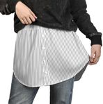 ONLYSTORY Stripe Shirt Extender for Women Layering Adjustable Fake Leggings Top Lower Sweep Shirt Half Slips Underskirt White Black, 2XL