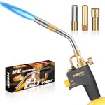 DOMINOX Propane Torch Head with 3 Nozzles, Trigger Start Gas Torch for for Propane, MAP and MAPP, High Intensity Torch Head Kit for Soldering, Welding, Ignition, Cooking