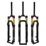Air MTB Suspension Fork 26/27.5/29, Rebound Adjust Straight Tube 28.6mm QR 9mm Travel 120mm Manual/Crown Lockout Mountain Bike Forks, Ultralight Gas Shock XC Bicycle(Black Gold-26)