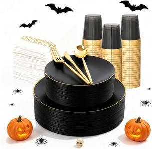 EjonirInjonir 350pcs Premium Black Plastic Plates For Party Heavy Duty