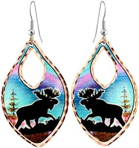 FRONT LINE JEWELRY Artisan-crafted Moose Earrings for Women Featuring a Beautiful Alaska Northern Lights Backdrop - Moose Jewelry - Alaska Earrings -Moose Themed Gifts for Moose Enthusiasts, Copper,