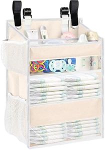 Hanging Diaper Organizer for Changing Table,Cribs,Car,Playard or Wall & Nursery Organization-Durable 2-Tier Diaper Caddy with Mesh Pockets and Viewable Design, Won't Deform, Crib Accessories, Beige
