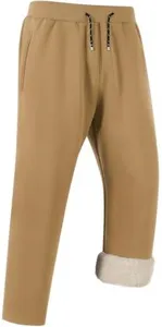 Gihuo Men's Winter Warm Fleece Pants Sherpa Fleece Lined Jogger Pants Sweatpant Athletic Running Straight Cuff Pants(01Khaki-L)