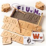 Hulats Montessori Letter Tracing Alphabet Learning Toy - Learn to Write Spelling & Tracing Letters Game Kids Ages 3-5 Sand Tray - Toddler Fine Motor Skills Toy 5 Year Old Home Schooling Material Pre-K