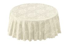 Emma Barclay Damask Rose - Jacquard Table Cloth in Cream - 70" (178cm) Round