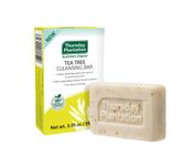 Thursday Plantation Tea Tree Cleansing Bar - Soap with Pure Australian Tea Tree Oil & Crushed Leaves - Gentle Exfoliation for Face, Body, and Hands - Deep Cleansing for Acne & Blemish Prone Skin - 95g