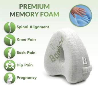 MillyBeas Orthopaedic Memory Foam Knee Pillow – Side Sleeper, Bamboo Cover