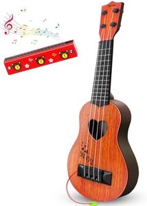 hhobby stars Kids Guitar Musical Toy Ukulele Classical Instrument(Brown),with Extra Harmonica 16 Holes