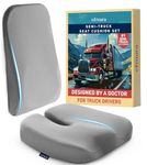 Elmara Truck Seat Cushion for Truck Driver Back Pain - Truck Driver Seat Cushion & Back Support - Trucker Gifts - Semi Truck Accessories for Men & Women - Bus Driver Seat Cushion (2-Piece Set)