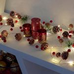 GloBrite 2M Christmas Garland with 20 LED Lights – Pre-Lit Decoration for Fireplace, Stairs, and Indoor Home Décor – Xmas Garland for Christmas Decorations