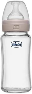 Chicco Well-Being Glass Feeding Bottle for Babies (240ml, Medium Flow) | Premium Borosilicate Glass for High Durability | Elongated Teat for Correct Latch | Comes with Anti-Spill Cap | BPA Free