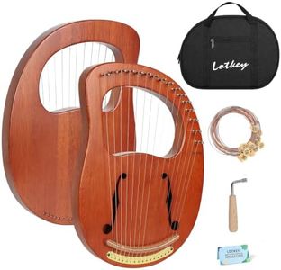 Lotkey Lyre Harp,16 Metal Strings Iron Saddle Mahogany Lyre Harp with Tunning Wrench, Extract Strings, Manual and Gig Bag