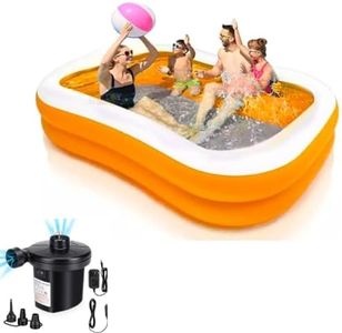 LONGMIRE 7 ft Portable Inflatable & Foldable Kids Swimming Pool with Heavy Air Pump Baby Bath Tub Water Pool for Kids and Adults Outdoor & Indoor Kids Bathing Tub - Multicolor