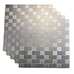 Yipscazo Peel and Stick Tile Backsplash, Stainless Steel Stick on Tile for Kitchen Wall