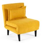 More4Homes HARPER FOLDING CLIC CLAC SOFA BED FABRIC LIVING ROOM LOUNGE CHAIR BED (Mustard, 1 Seater)