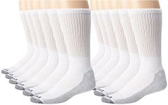 Dickies Men's Dri-Tech Comfort Crew Socks, White, 12 Pair