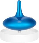 Hautech Kinetic Electric Spinning Top with Glass Base – 6+ Hour Infinite Spin | LED Light Show Desktop Sculpture for Focus, Calm & Creativity – Futuristic Desk Gadget Gift (Royal Blue)