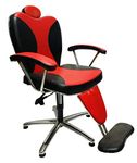 SCHOOL FURNITURE Beauty Parlour/Salon/Barber/Cutting/Makeup/Makeover/Stylish Chair with Push Back System & Hydraulic System Leather Cushion seat Back (Red Black, 1)