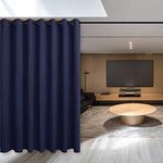 Hiasan Navy Blue Privacy Room Divider Curtain - Thermal Insulated Sliding Door Blind Curtain, Extra Wide Blackout Curtains for Living Room, Bedroom Partition, Kids Room, 10 ft Wide x 8 ft Tall