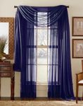 3 Piece Sheer Panel (2 Pieces 58" x 84") and Scarf Window (1 Pieces 37" x 216") Curtain Combo Set (Royal Blue)