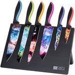 CHEF'S VISION Cosmos Knife Set Bundled With BEHOLD Free Standing Magnetic Holder Black