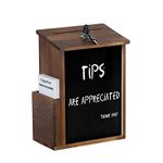 UNHO Lockable Suggestion Box: Wooden Charity Donation Boxes Wall Mounted Comment Ballot Box with Secure Lock Card Holder and Writing Blackboard