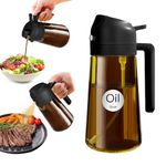 YARRAMATE 16oz/470ml Light-Blocking Dark Oil Sprayer for Cooking, 2 in 1 Olive Oil Dispenser Bottle for Kitchen, Premium Amber Glass Oil Bottle, Food-Grade Oil Mister for Air Fryer, BBQ (Black)