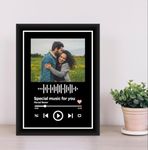 NOKKES Personalized Spotify Black Background Song Barcode with Photo & Message Engineered Wooden Photo Frame (5X7 Inch, Black Frame)