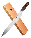 TUO Slicing Knife 12" - Sujihiki Slicer Professional Meat & Fish Carving Master - Long Kitchen Kiritsuke Chef Knives - German Steel & Comfortable Pakkawood Handle - Gift Box Included - Fiery Series