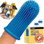 Jasper Dog Toothbrush for Large Fingers, 360º Dog Tooth Brushing Kit, Dog Teeth Cleaning, Dog Finger Toothbrush for Medium & Large Pets, Use with Dog Toothpaste, 2-Pack Navy-Blue Large