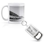 1 x 11oz (284ml) White Ceramic Mug Cup & 1 x Bottle Opener Keyring - BW - Sailing Boat Catamaran Corsica Island Design for Coffee Tea Drinks Kitchen Birthday Office #43466